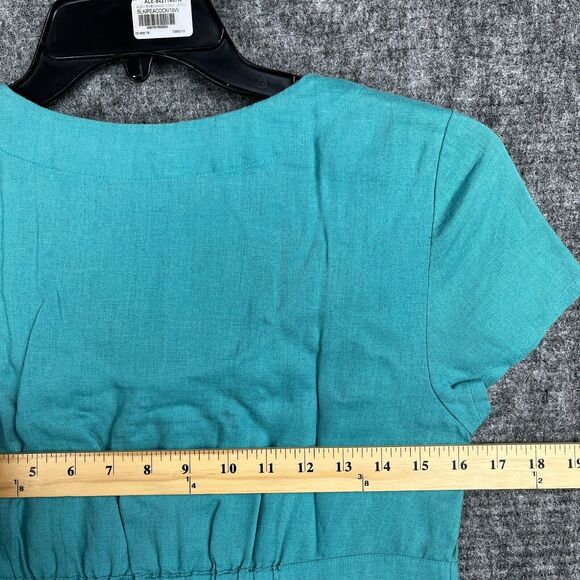 Boden Top Womens 6‎ Blue Linen Tunic Boho Embellished Elastic Waist Beaded - Picture 8 of 12